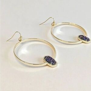 KENDRA SCOTT Elora Earring in Gold Multicolor Drusy w/ Jewelry Pouch